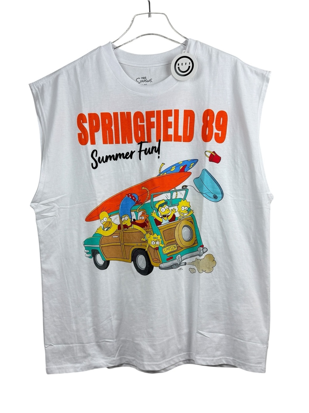 The Simpsons x Neff Double Sided White Muscle T-Shirt Men's Size L NWT